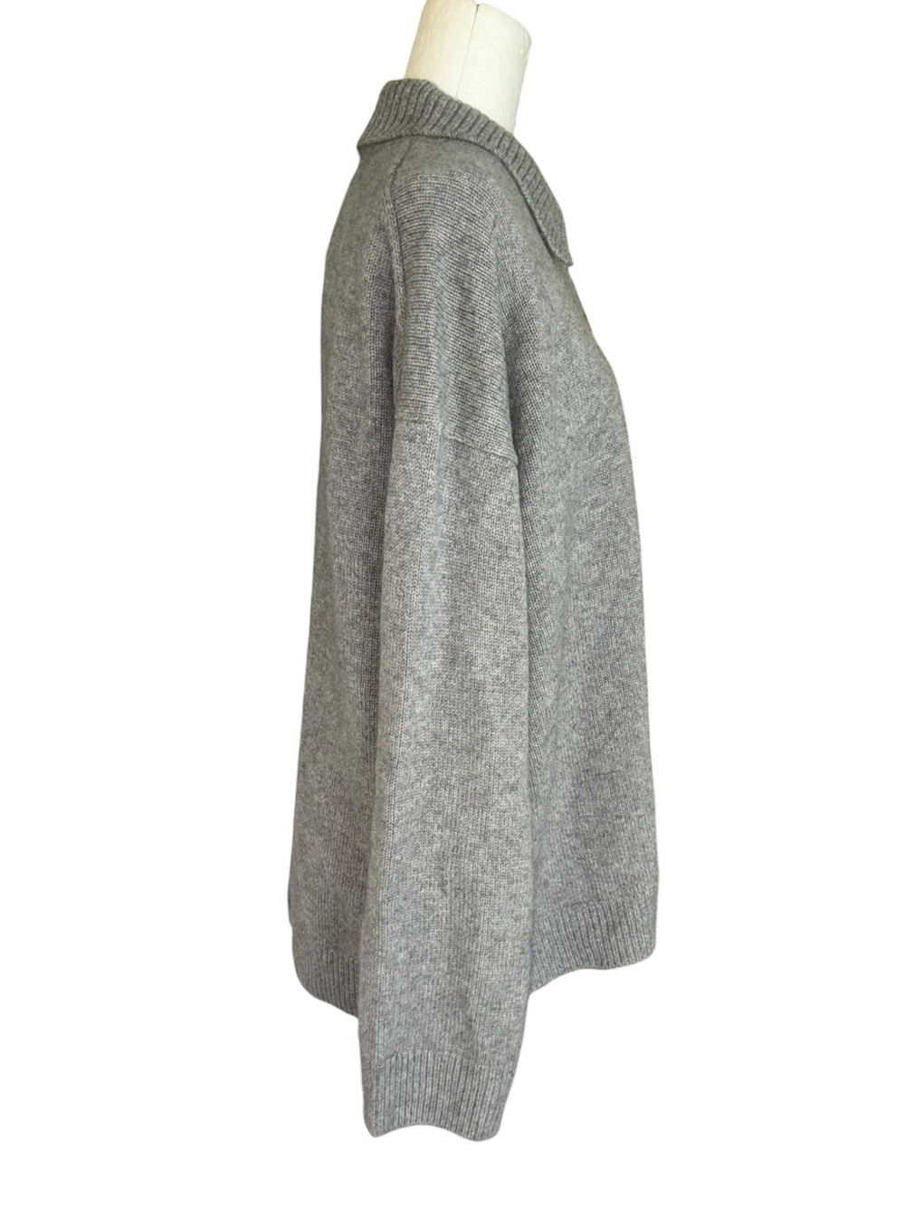 NWT Reformation Brooklyn Gray Cashmere Polo Collar Sweater - XL - Picture 9 of 15